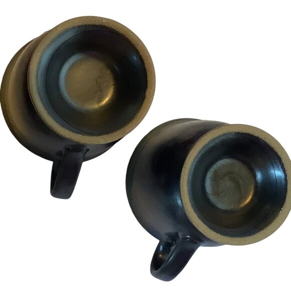 Vtg Japanese Folk Art Hand-Painted Ceramic Mugs Cups Set Of 2 Floral Design 3.5” - Picture 3 of 8